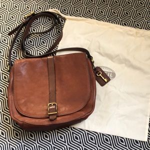 Fossil Goat/Cow Hide Crossbody Satchel